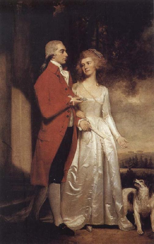 George Romney Sir Christopher and Lady Sykes strolling in the garden at Sledmere Sweden oil painting art